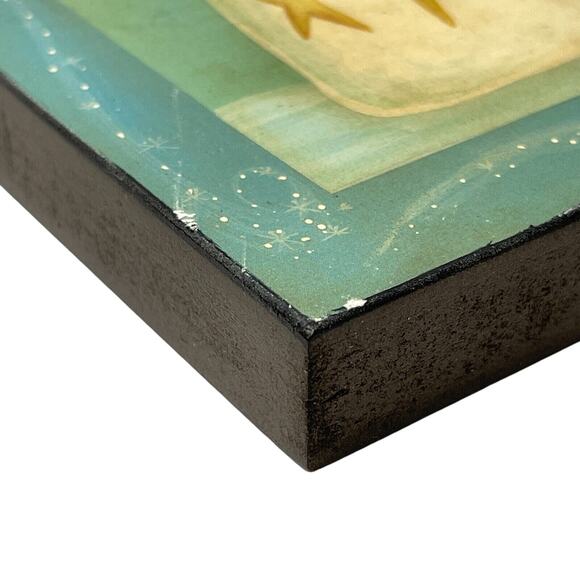 Lot Of 2 Snowman Stringing Socks & Stars Framed Picture by Fiddlestix 7" x 5" - Picture 11 of 14